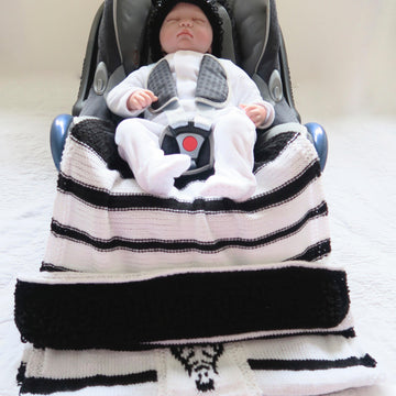 Zebra Baby Car Seat Blanket with separate Hat & Toy