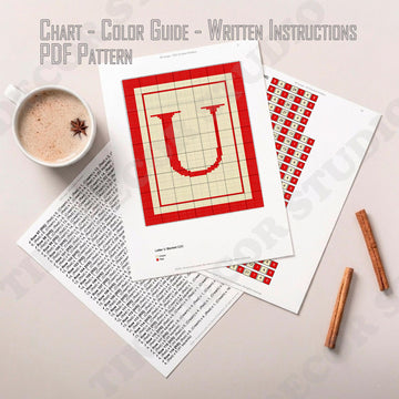 Name Letter-U Baby Blanket C2C CROCHET PATTERN
