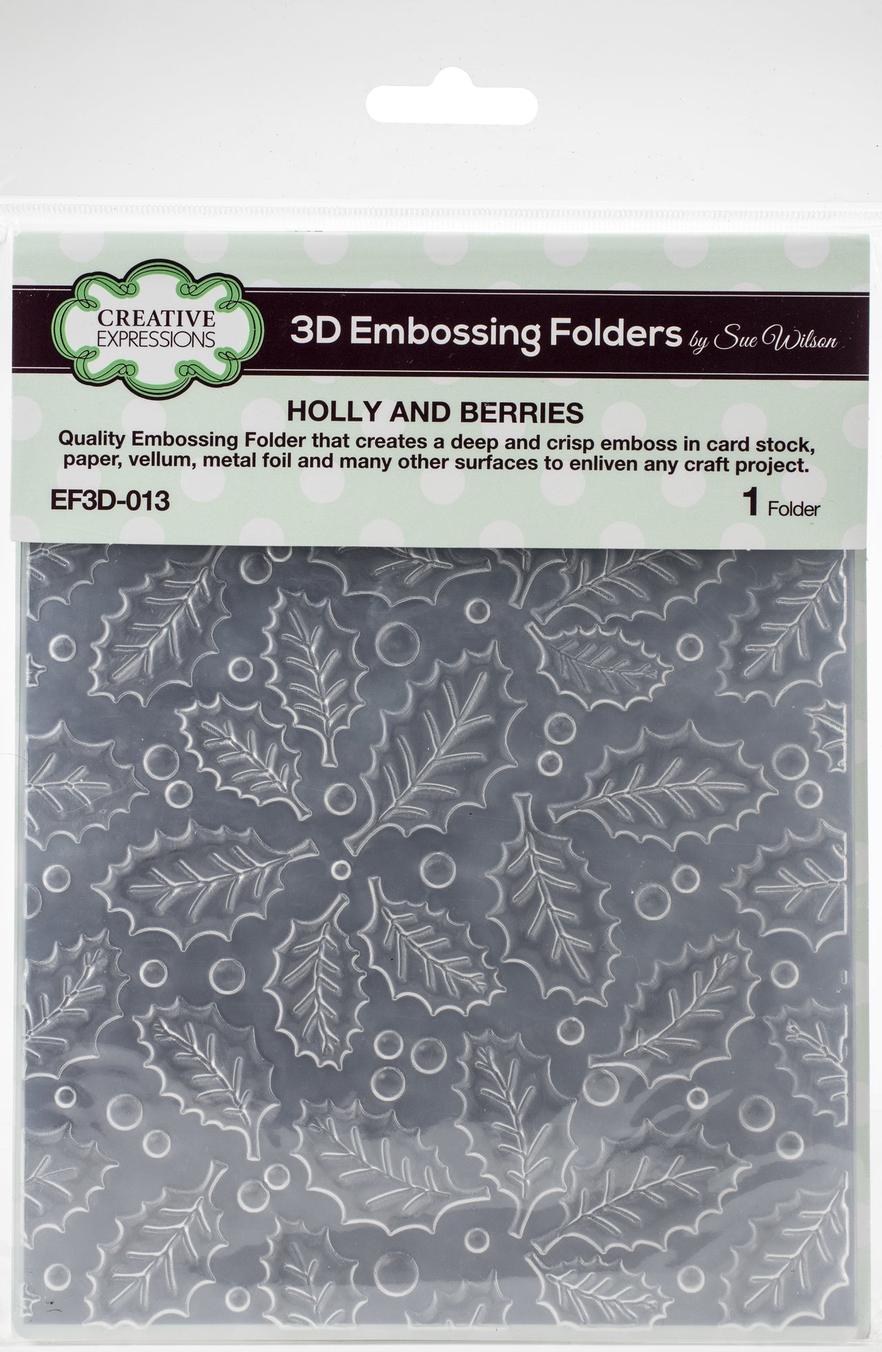 Creative Expressions 3D Embossing Folder 5.75"X7.5" - Holly & Berries
