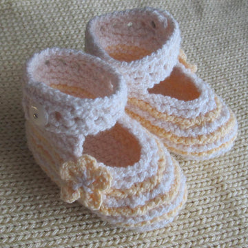 Cream and Yellow Knitted Summer Shoes for Baby Girl