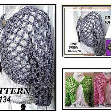 134 OPEN WEAVE SHRUG, crochet pattern