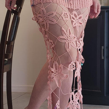 Crochet Beach BOHO Lace Maxi SKIRT Cover Up.