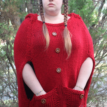 Knitted Red Riding Hood Poncho