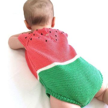 Size 12-24 months - Knitted Watermelon Romper