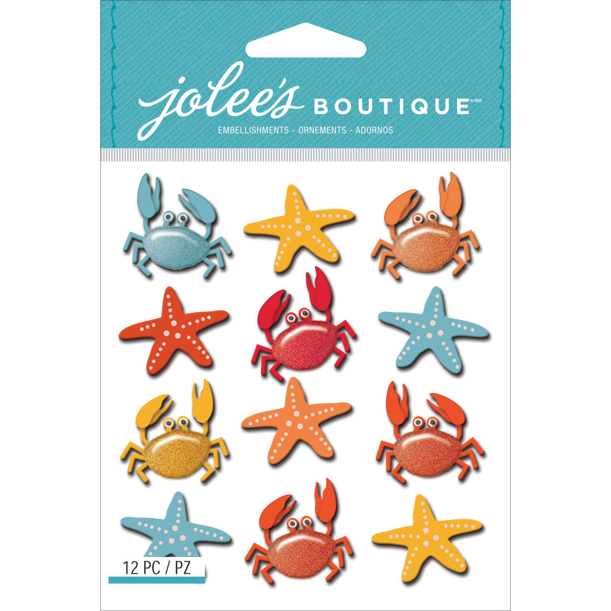 Jolee's Cabochon Dimensional Repeat Stickers - Crabs & Starfish