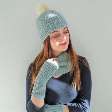 ‘Sea Waves’ Hat, Mitts and Cowl, toddler, child and adult