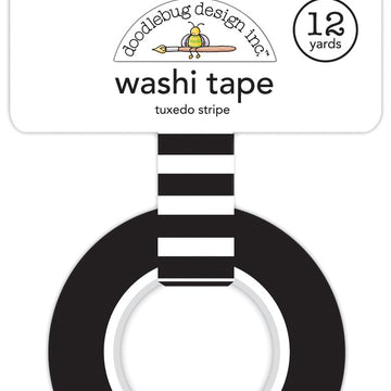 Doodlebug Washi Tape 15mmx12yd - Tuxedo Stripe, I Heart Travel