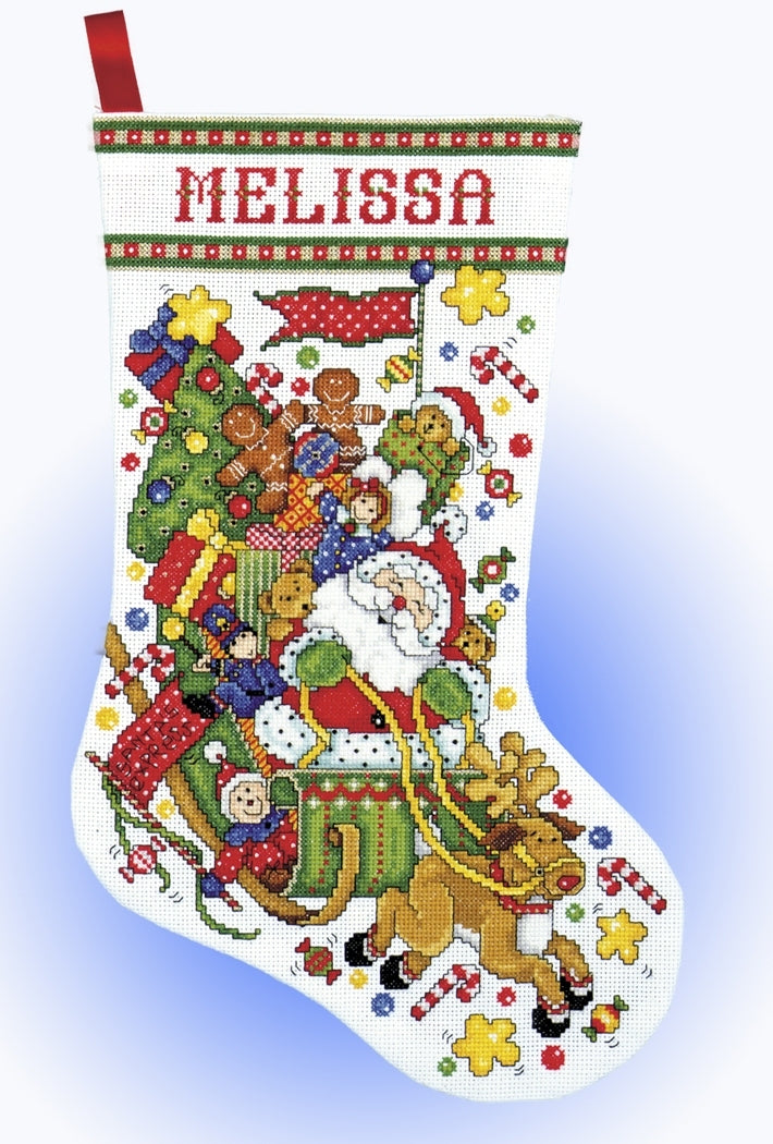 Design Works Santa Sleigh Stocking Cross Stitch Kit - 17in
