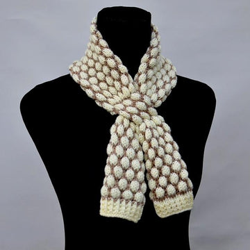 Shaded Bobble Stitch Scarf ( Keyhole / Ascot / Pull-Through / Vintage / Stay On Scarf Knitting Pattern )