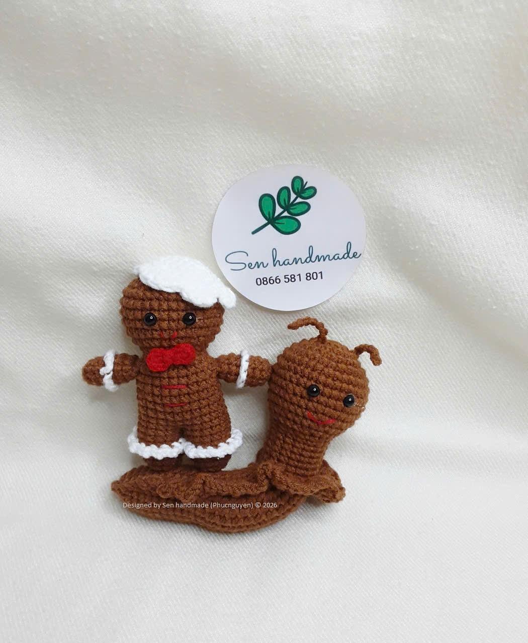 Ginger bread Snail- Crochet pattern- PDF file- English