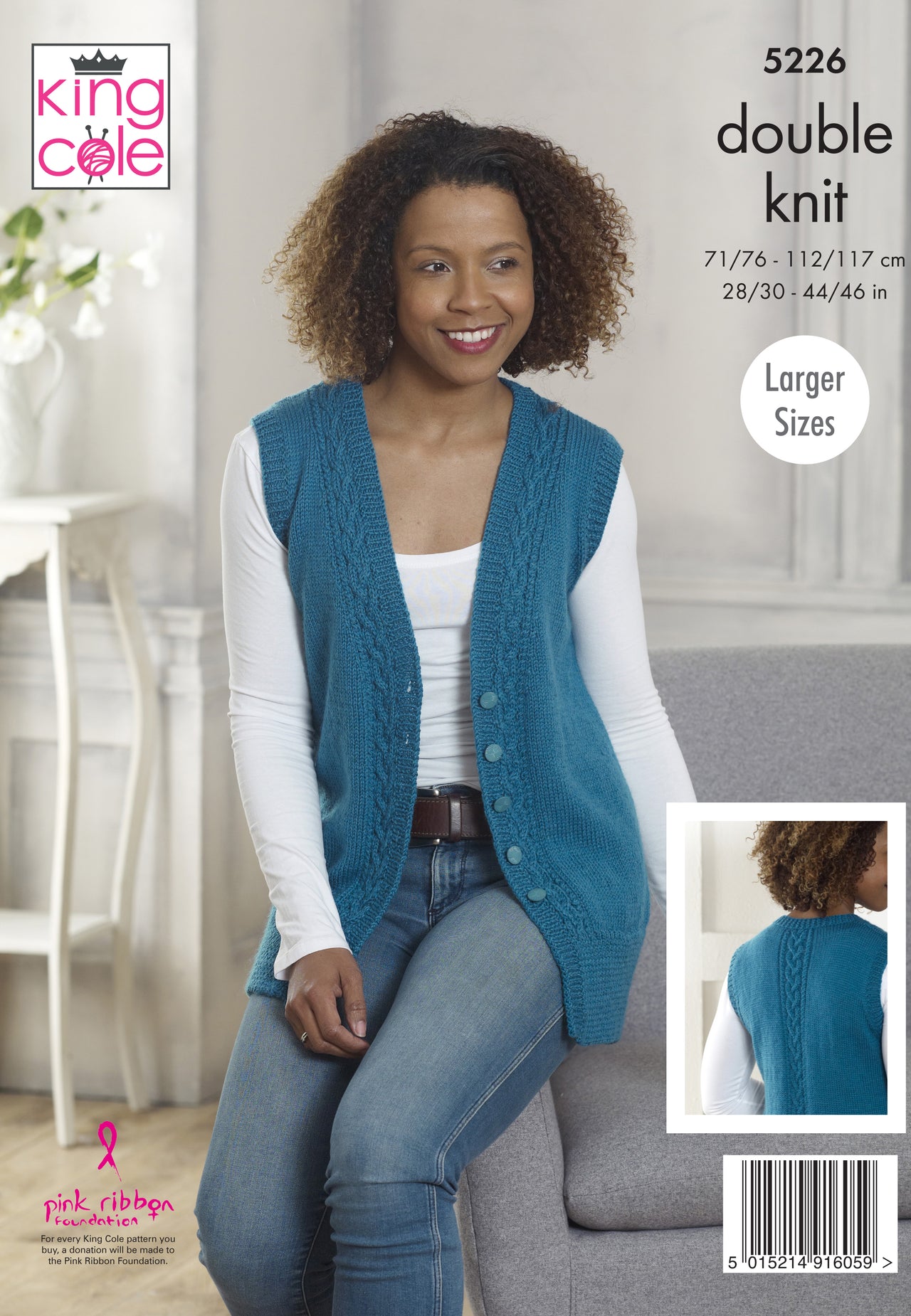 Cardigan & Waistcoat Larger Sizes in King Cole Majestic DK - 5226 - Leaflet