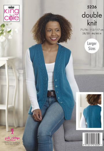 Cardigan & Waistcoat Larger Sizes in King Cole Majestic DK - 5226 - Leaflet