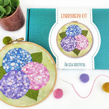 Oh Sew Bootiful Hydrangea Embroidery Kit - 6in