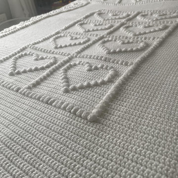 Not a Granny Square Bobble Heart Blanket