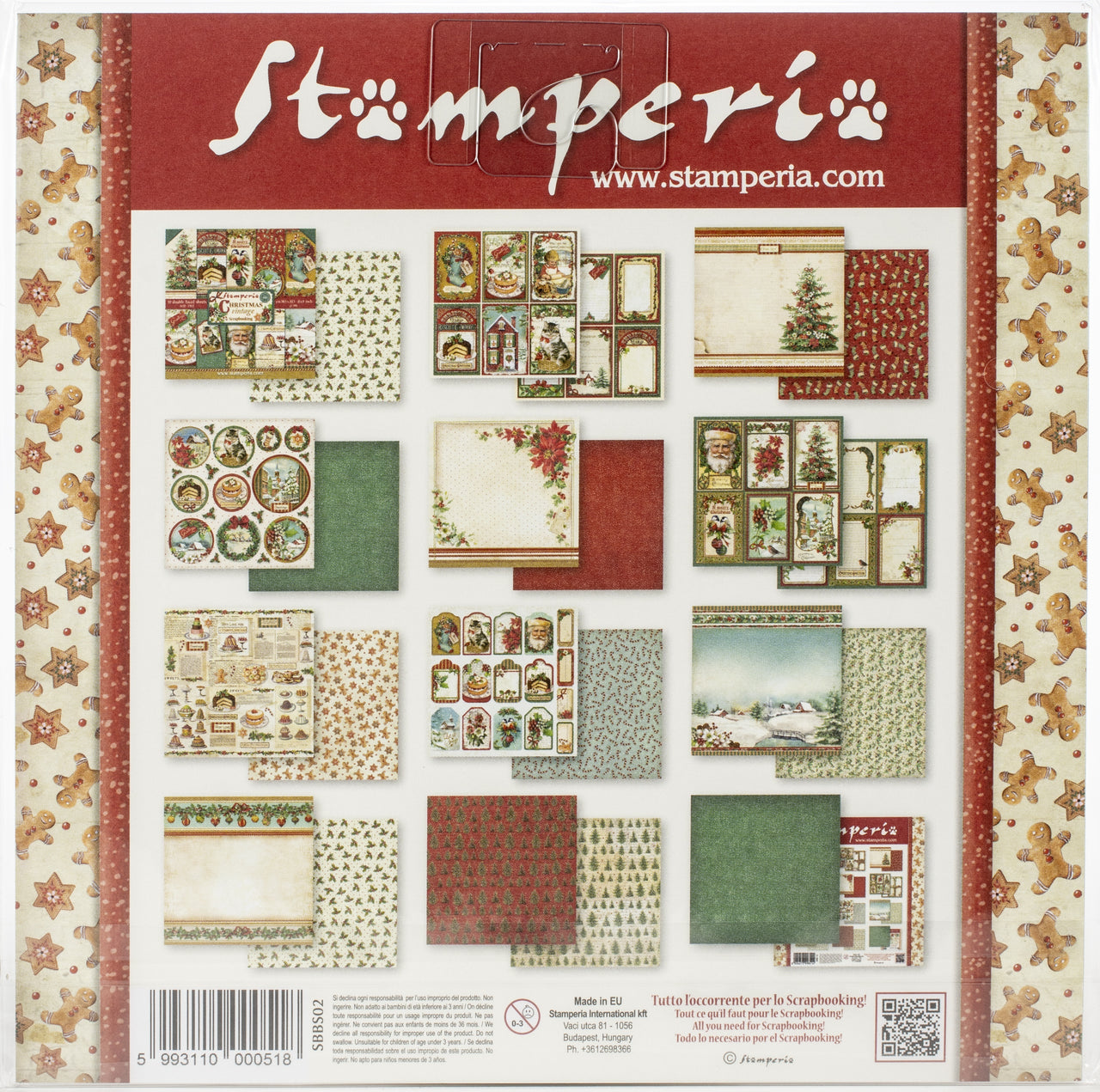Stamperia Intl Stamperia Double-Sided Paper Pad 8"X8" 10/Pkg - Christmas Vintage, 10 Designs/1 Each