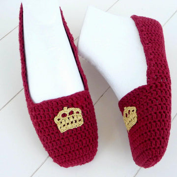 Häkelanleitung - Hausschuhe häkeln - Ballerinas mit Krone - No.103