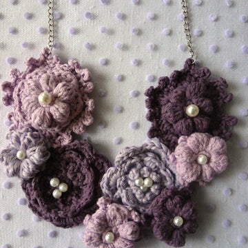 Purple and Lavender Puff Flower Necklace