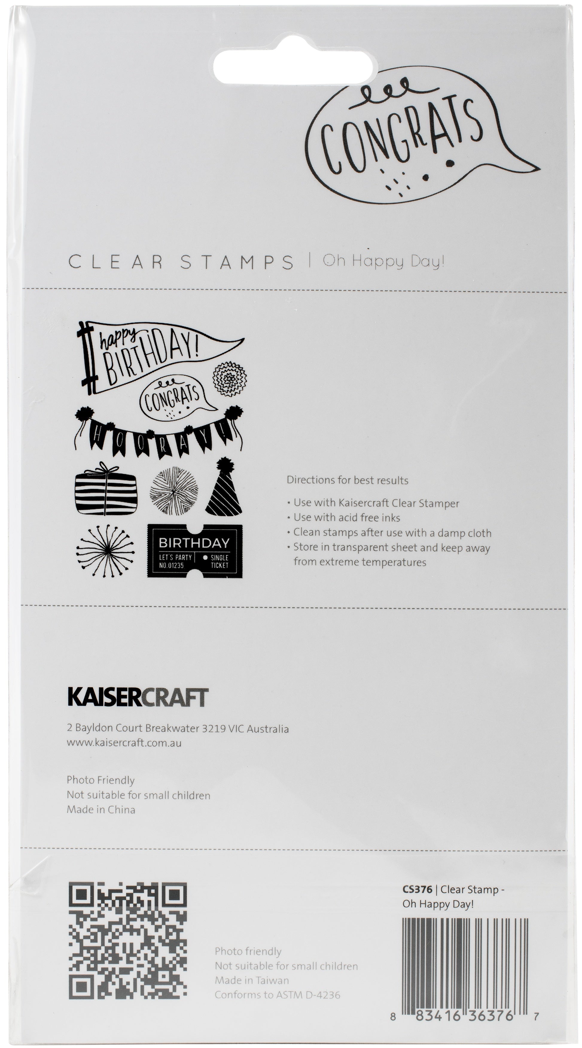 Kaisercraft Clear Stamp 6"X4" - Oh Happy Day!