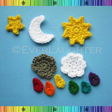 Sun Moon Star Cloud Raindrop Tree Applique Pattern