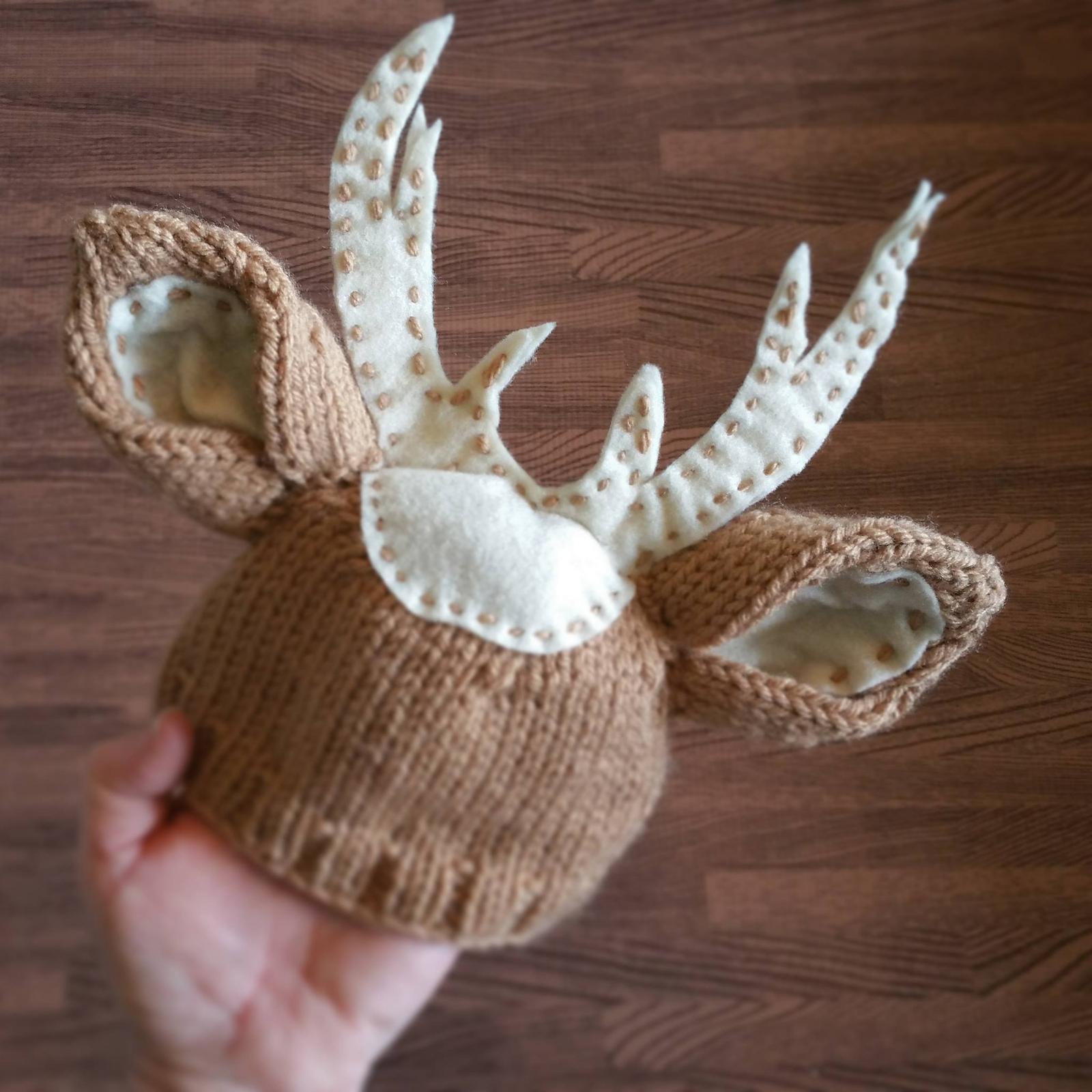 Deer Beanie with Felt Antlers