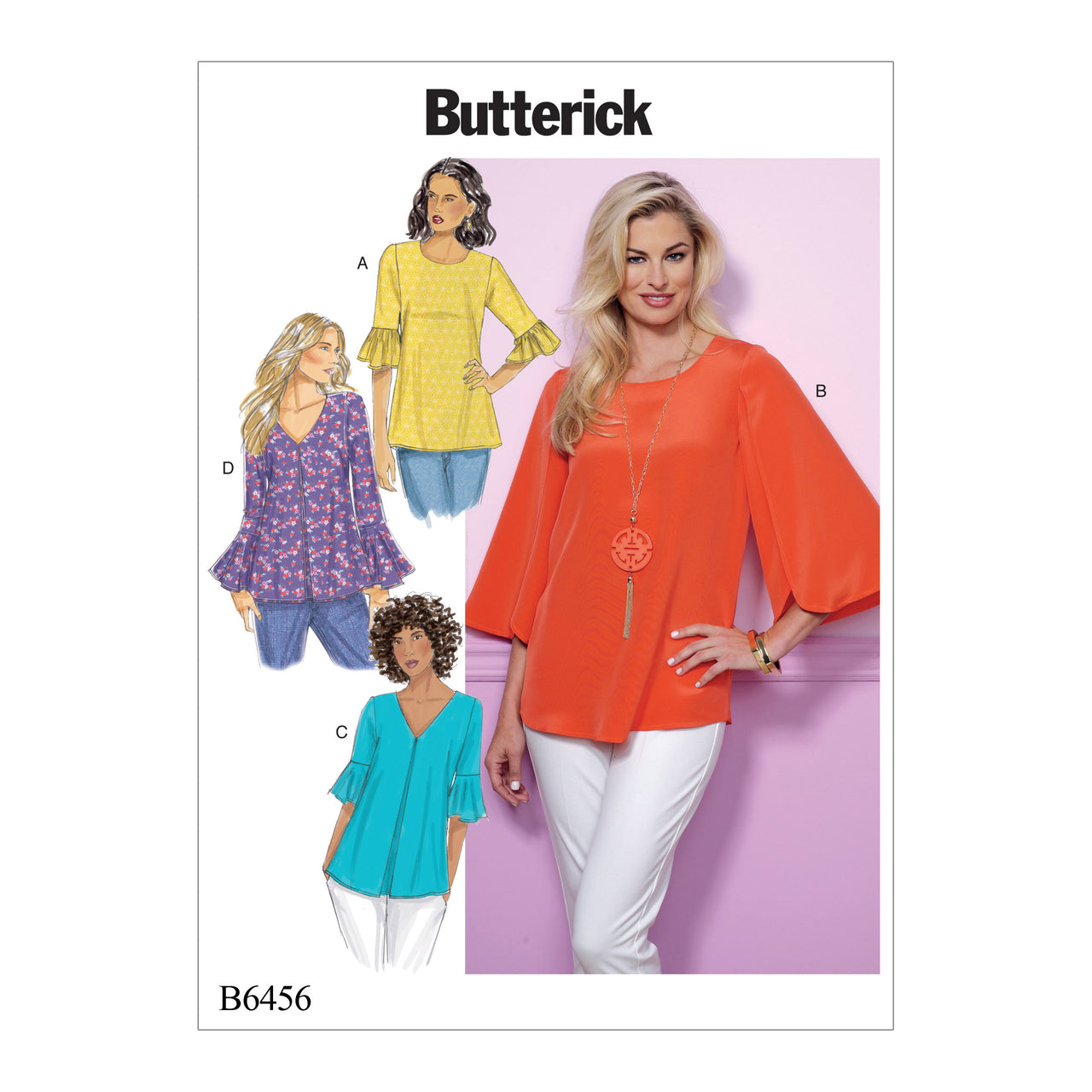 Butterick Misses' Tulip or Ruffle Sleeve Tops B6456 - Sewing Pattern