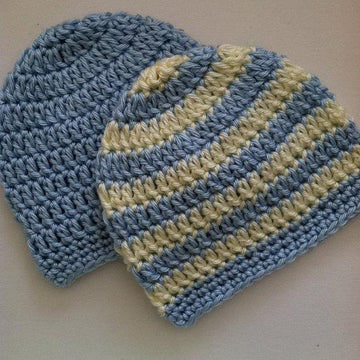 "Preppy" Crochet Baby Beanie in Stripes and Solids