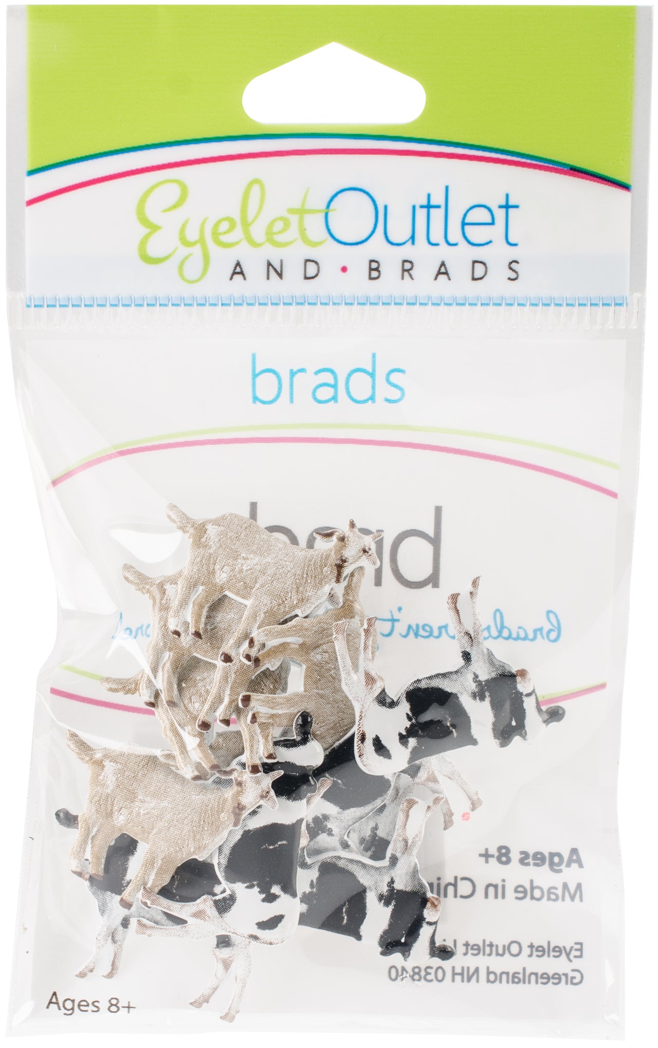 Eyelet Outlet Shape Brads 12/Pkg - Cow & Goat