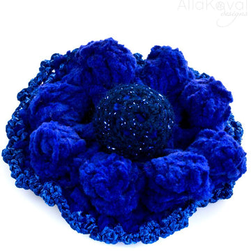 Royal Blue. Crocheted Flower Pins