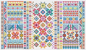 Riverdrift House Peacock & Star Multi Cross Stitch Kit - 39.5cm x 22.5cm