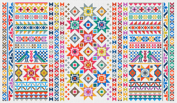 Riverdrift House Peacock & Star Multi Cross Stitch Kit - 39.5cm x 22.5cm