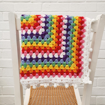 Rainbow Granny Square Baby Blanket