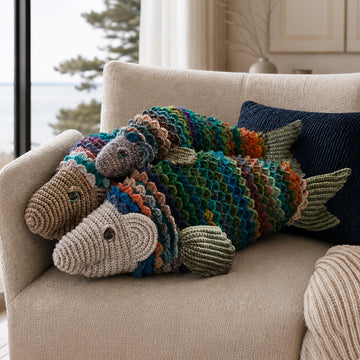 FINN the Fish crochet pillow