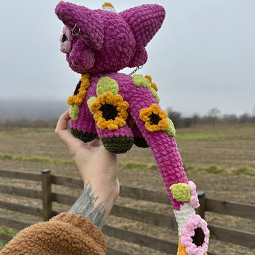 Pink Floral Monster | Crochet Pattern | Pink mysterious creature with flowers and leaves