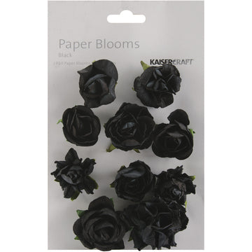 Kaisercraft Paper Blooms 10/Pkg - Black, 1" - 1.5"