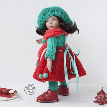 Turquoise and Scarlet outfit  for 13-14 inch dolls