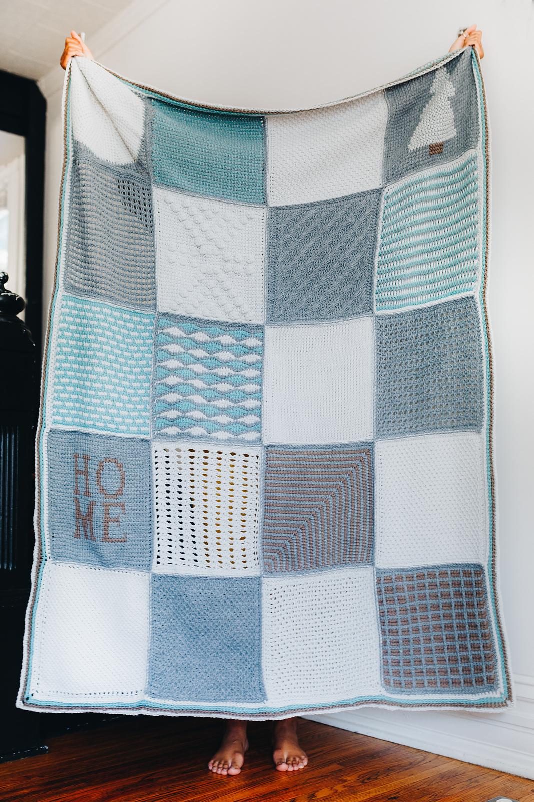 Tunisian Holiday Sampler Blanket