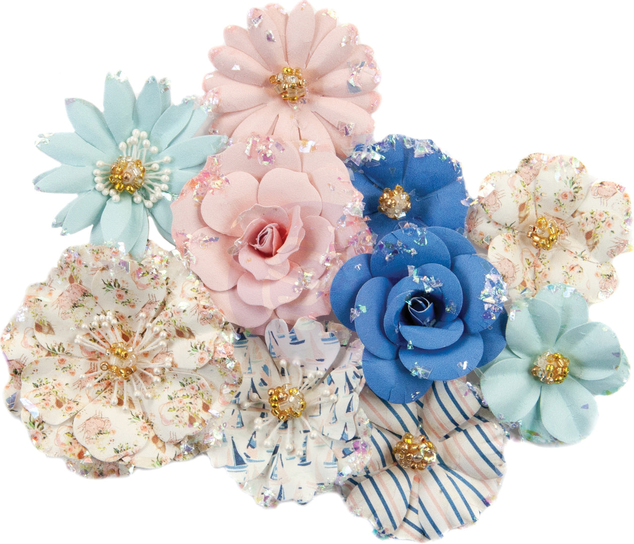 Prima Marketing Mulberry Paper Flowers - Hermosa Beach/Golden Coast, 10/Pkg