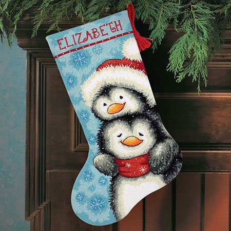 Dimensions Hugging Penguins Stocking Tapestry Kit
