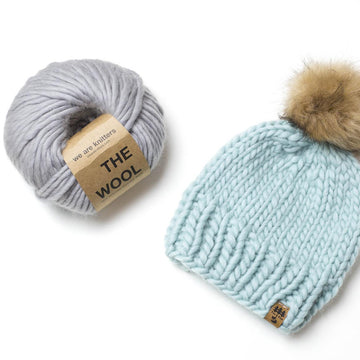 Chunky 100% Wool Winter Hat Toque Beanie Fur Pompom