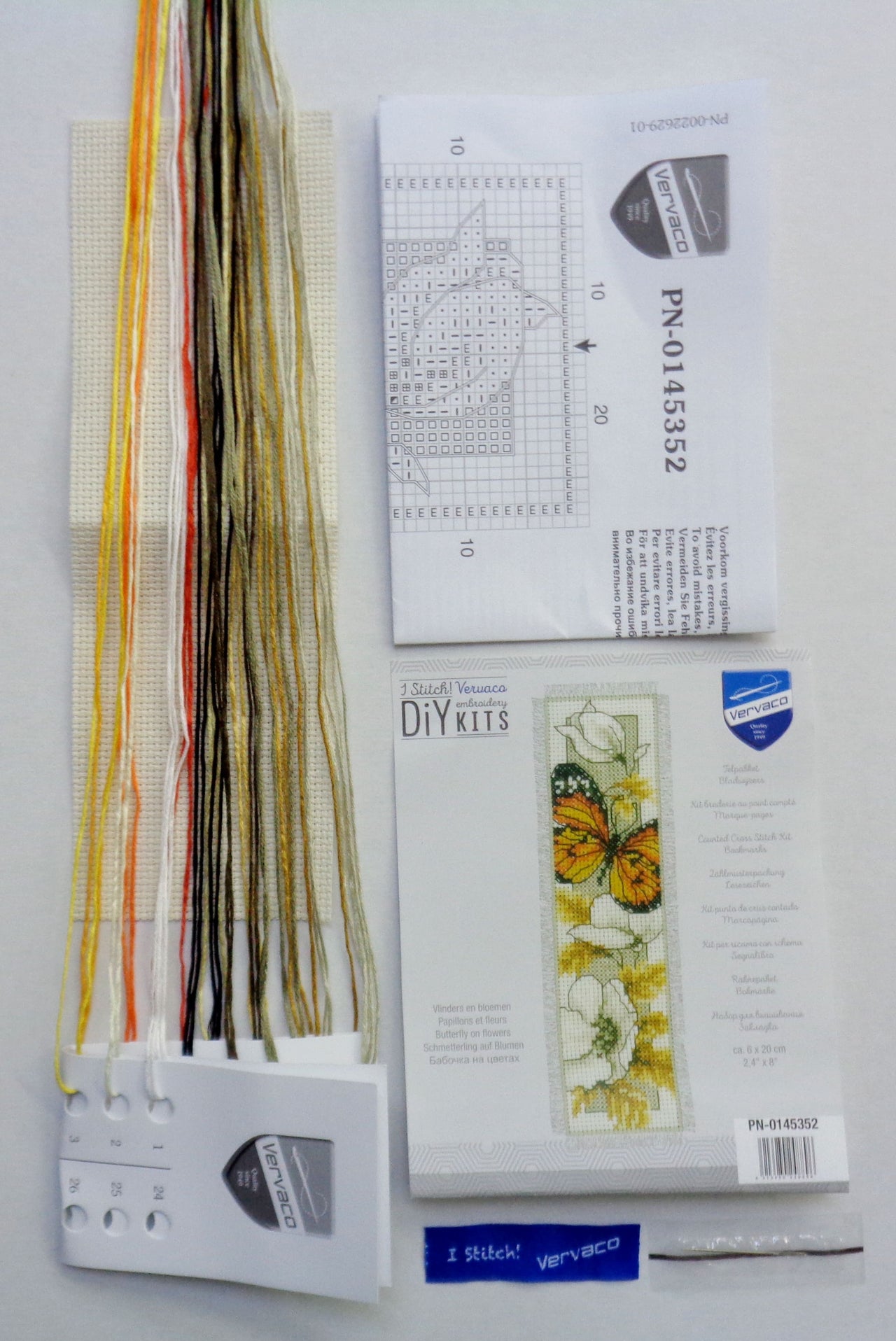 Vervaco Bookmark Kit Butterfly On Flowers Iv Cross Stitch Kit - Yellow Only