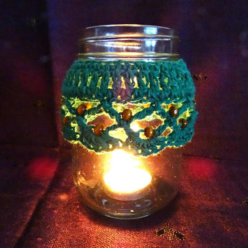 Crochet Beaded Candle Cozy Trio