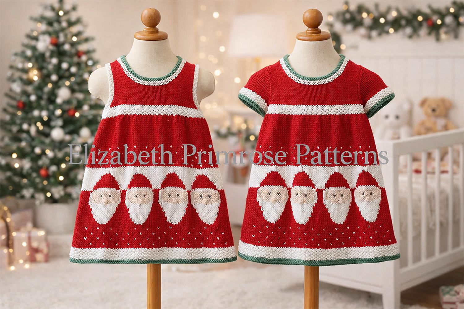 Santa Snowfall Dresses Knitting Pattern P131 | 6 Months – 7 Years | Elizabeth Primrose Patterns