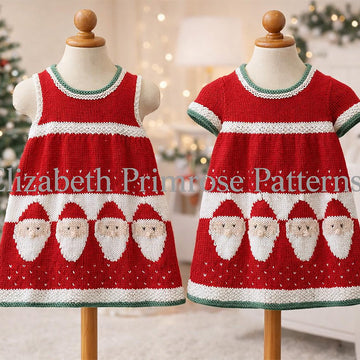 Santa Snowfall Dresses Knitting Pattern P131 | 6 Months – 7 Years | Elizabeth Primrose Patterns