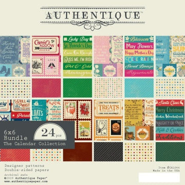 Authentique Paper Authentique Double-Sided Cardstock Pad 6"X6" 24/Pkg - Calendar Collection