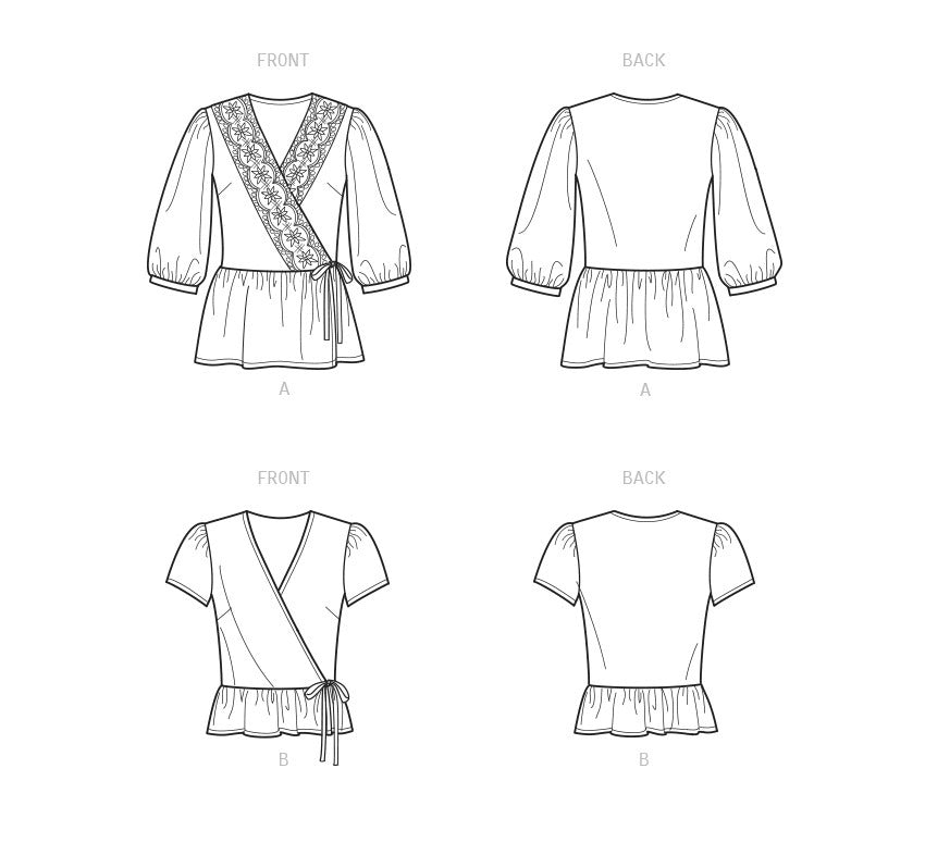 New Look Misses' Wrap Tops N6720 - Paper Pattern, Size A (8-10-12-14-16-18)