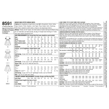 Simplicity 8591 Women's / Petite Women's Vintage Dress - Sewing Pattern