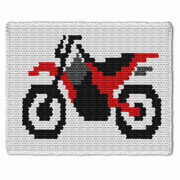 Moto Blanket Finger Knitting Pattern kids motorbike diagram motocross chunky knit afghan chart dirtbike hand knited throw motorcycle