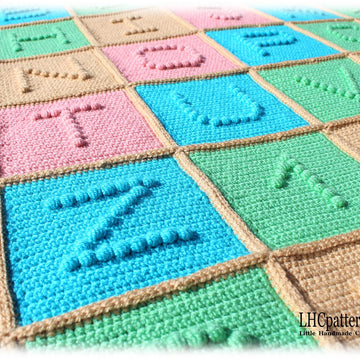 Alphabet + Numbers Baby Toddler Blanket Playmat Crochet Pattern