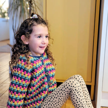 Kids Granny Go Round cardigan UK crochet terms