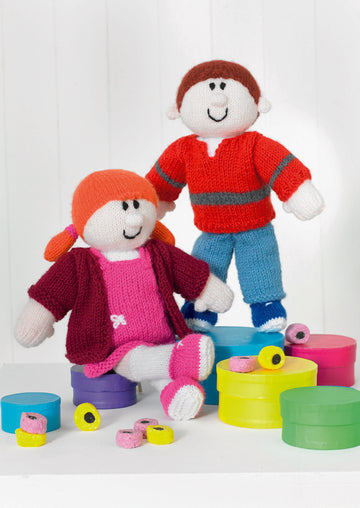 Boy Doll and Girl Doll in King Cole Big Value DK & King Cole Big Value Baby DK 50g - 9141 - Leaflet